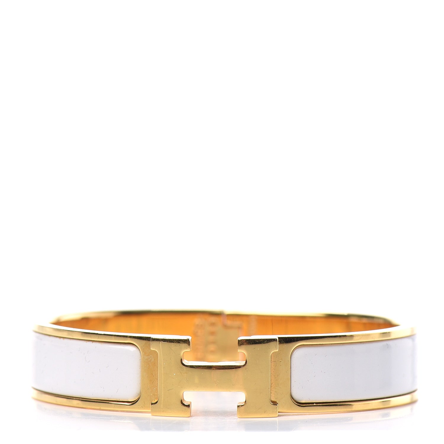 Hermes Enamel Narrow Clic Clac H Bracelet PM White 1 of 4