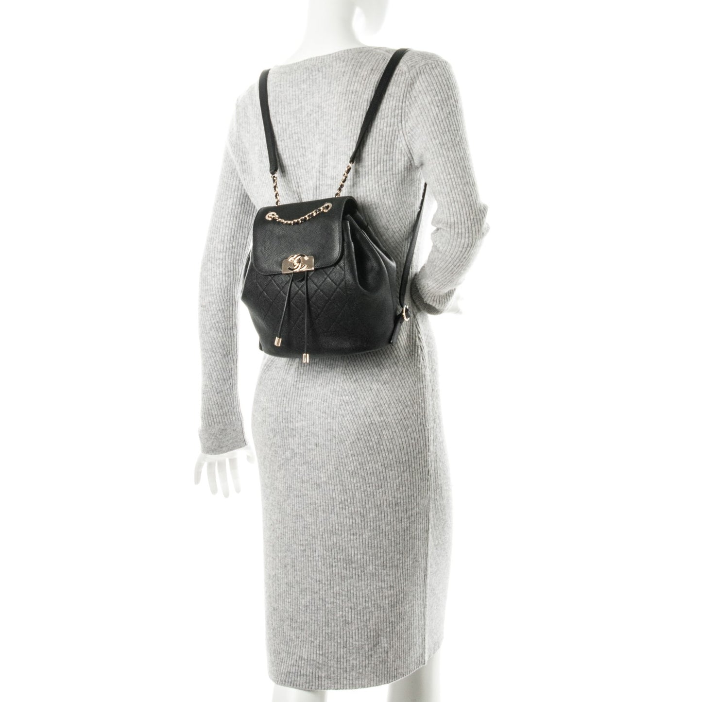 Caviar Quilted Backpack Black