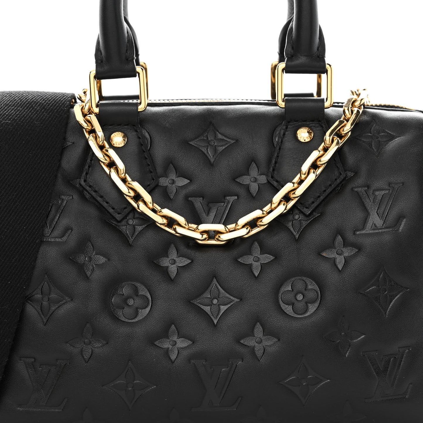 Lambskin Embossed Monogram Speedy 22 Bandouliere Black