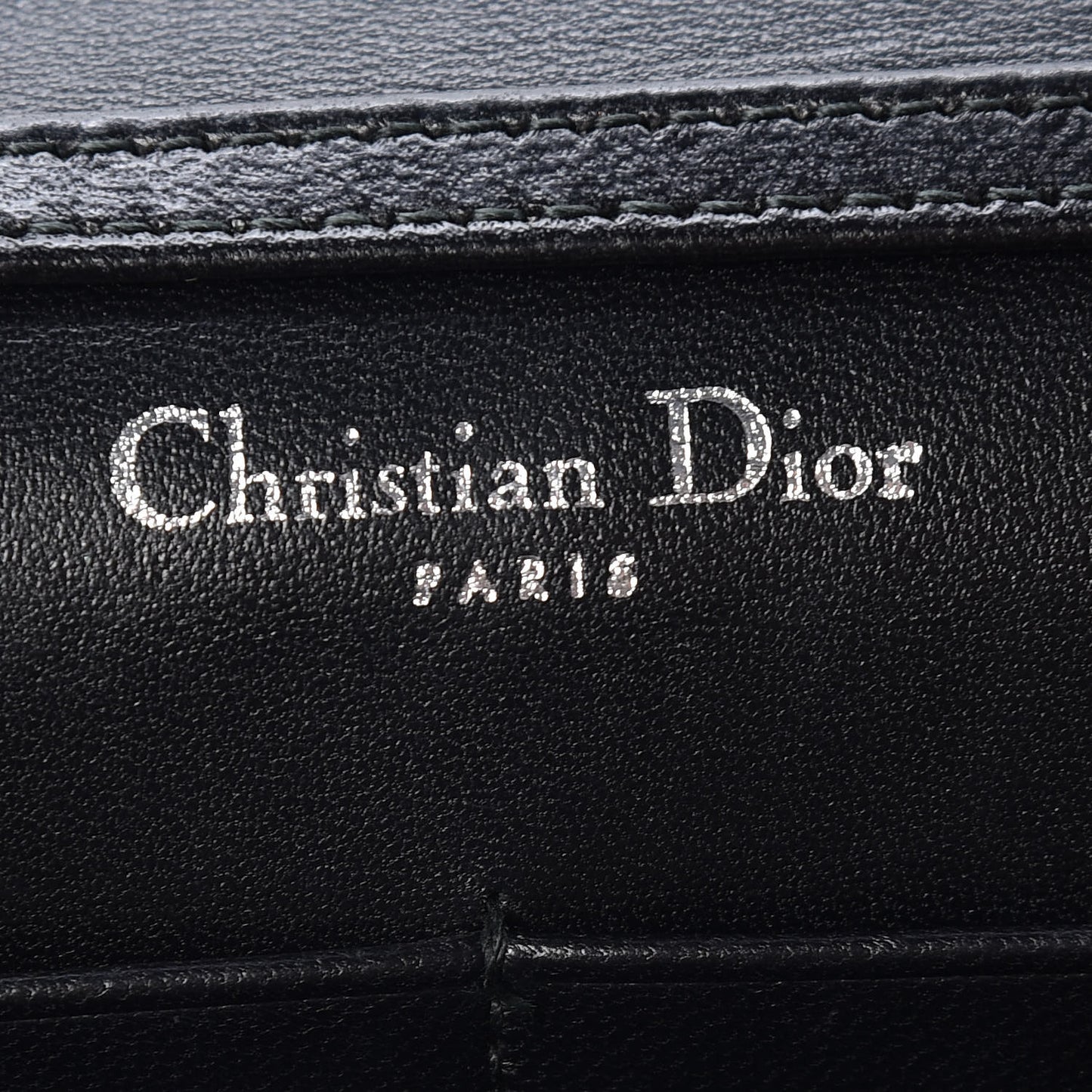 Grained Calfskin Diorama Wallet on Chain Pouch Black