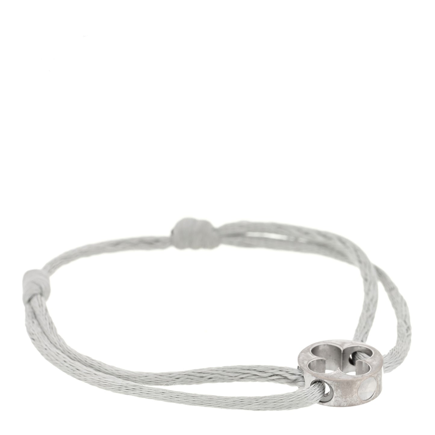 18K White Gold Cord Empreinte Adjustable Bracelet Gray