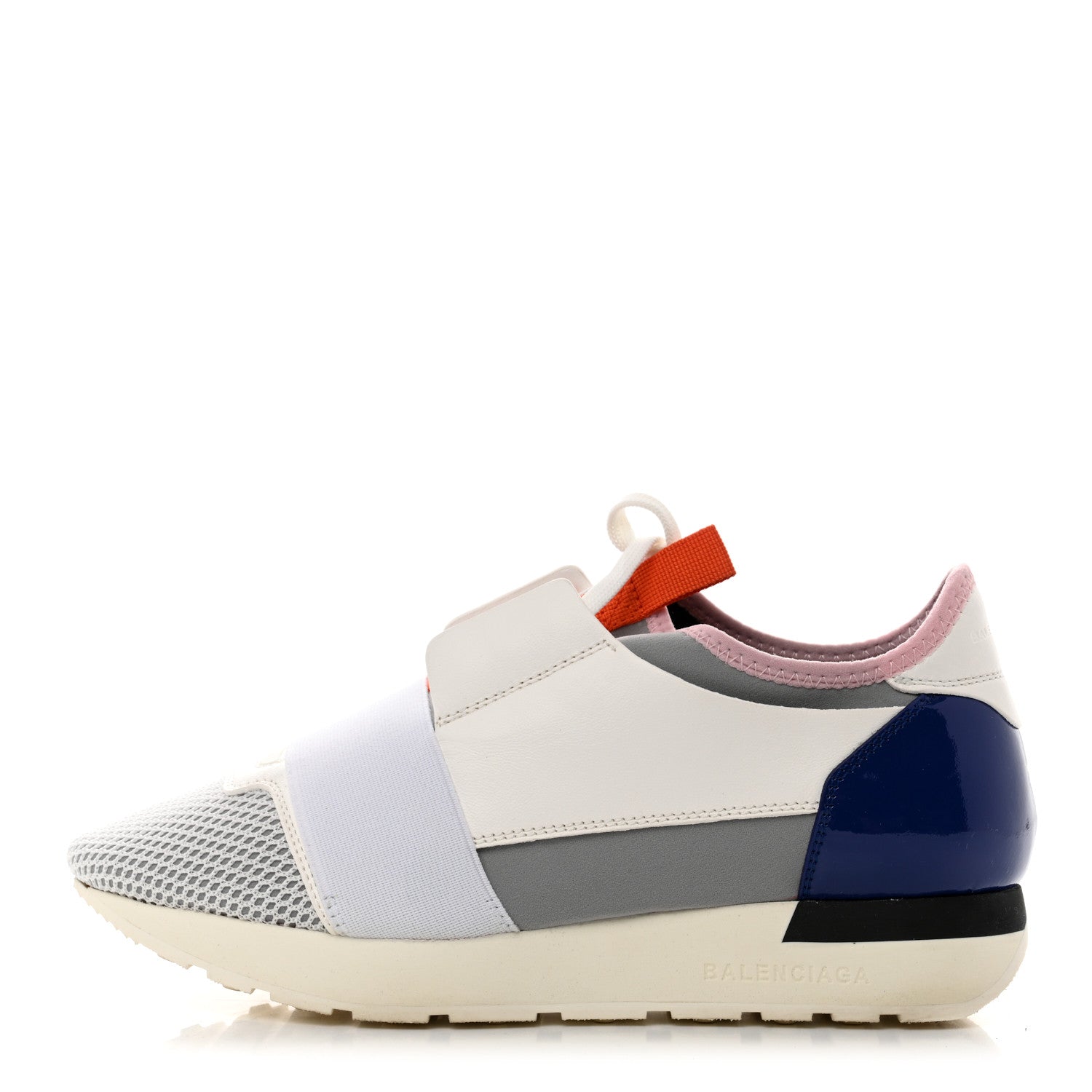 Balenciaga Mesh Calfskin Neoprene Patent Womens Race Runner Sneakers 37 White Multicolor 1 of 7