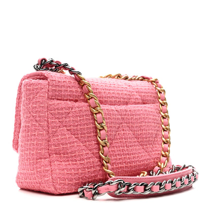 Chanel Metallic Tweed Quilted Medium Chanel 19 Flap Pink 3 of 10