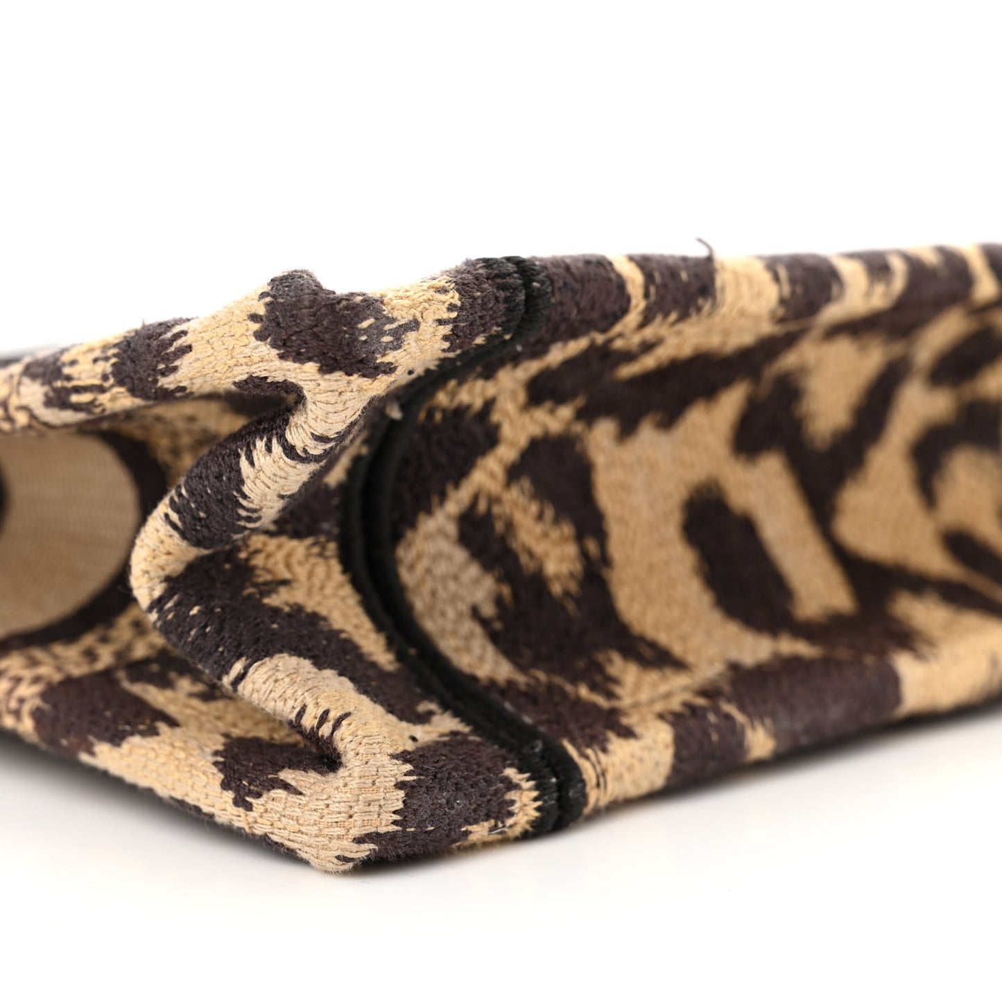 Canvas Mizza Embroidered Mini Leopard Book Tote Beige