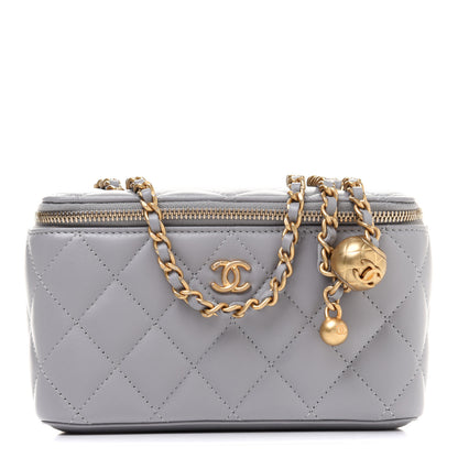 Chanel Lambskin Quilted Small Pearl Crush Vanity Case With Chain Grey 1 of 12