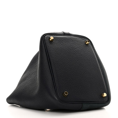 Hermes Taurillon Clemence Casaque Picotin Lock 18 PM Bleu Nuit Vert Bosphore 4 of 10