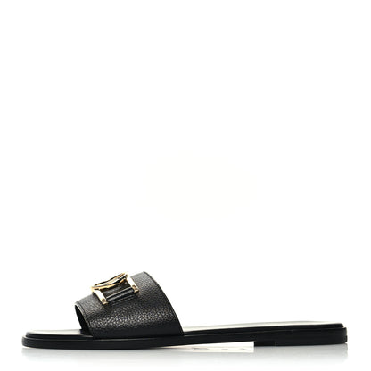 Louis Vuitton Calfskin Lock It Flat Mules 39 Black 1 of 9