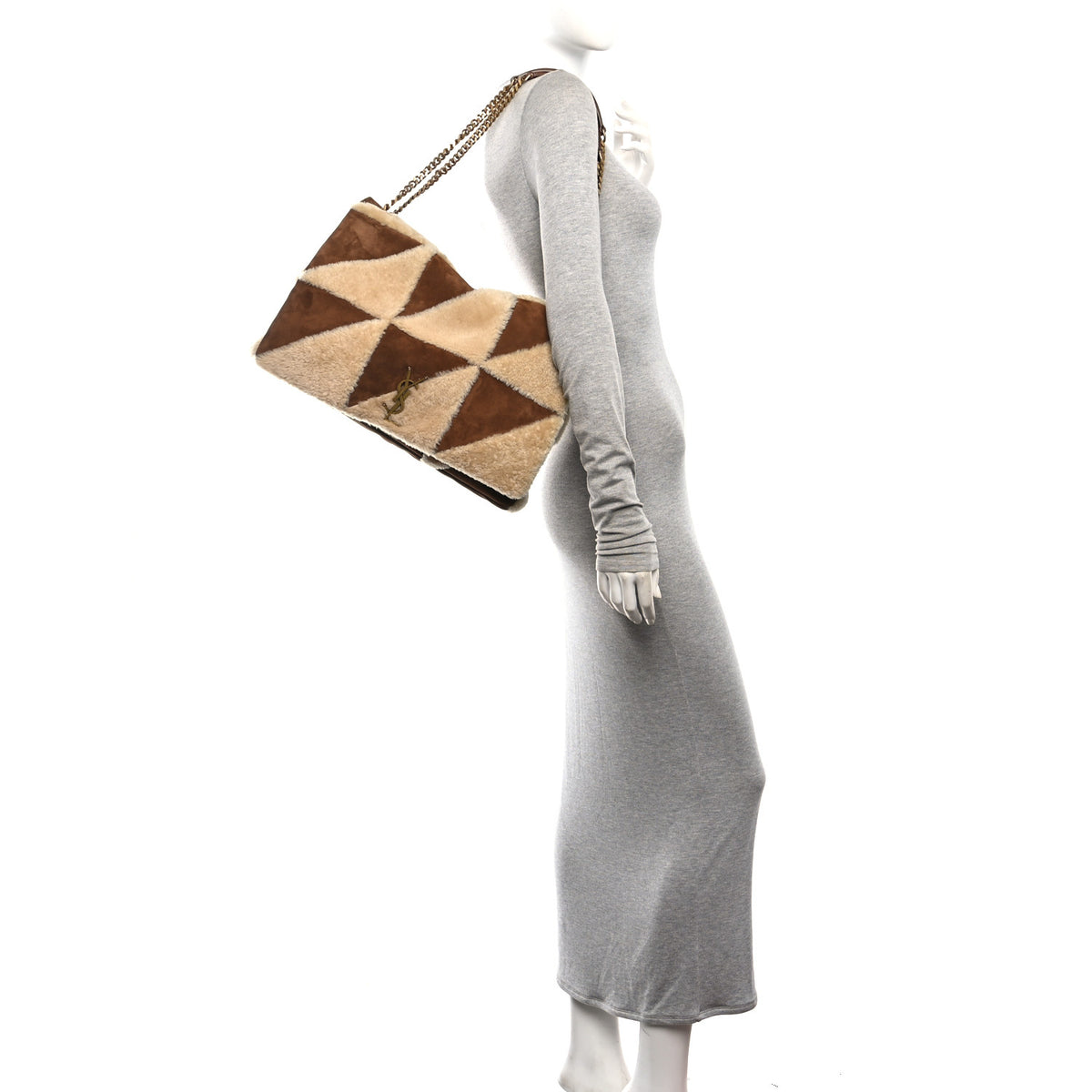 Suede Shearling Patchwork Monogram Giant Jamie Brown Beige
