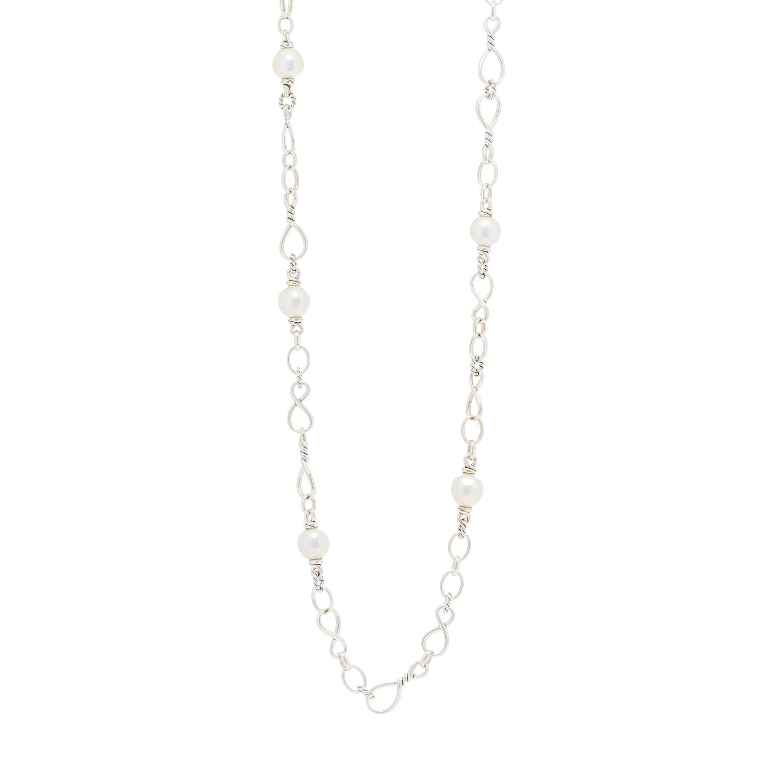 David Yurman Sterling Silver Pearl Medium Continuance Chain Necklace 1 of 4
