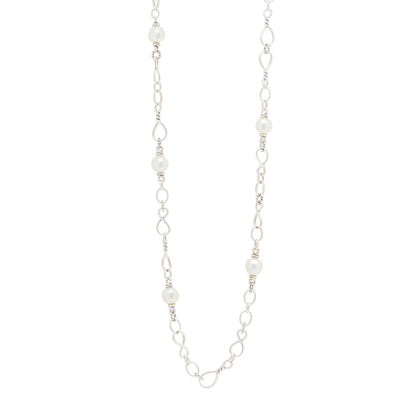 David Yurman Sterling Silver Pearl Medium Continuance Chain Necklace 1 of 4