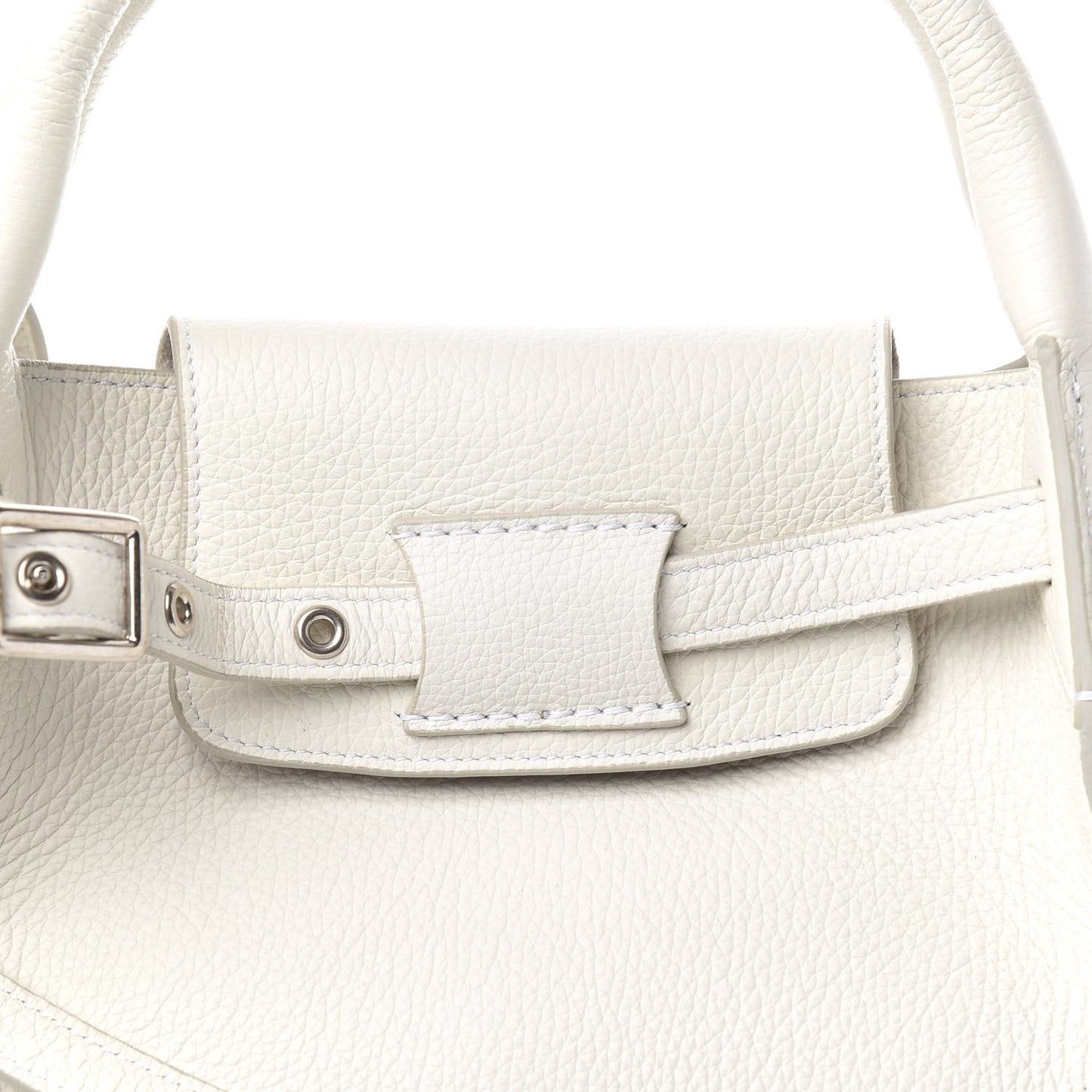 Supple Grained Calfskin Small Big Bag White