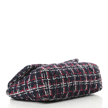 Chanel Tweed Quilted Medium Chanel 19 Flap Navy Blue White Red 4 of 11
