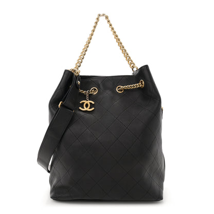 Chanel Calfskin Quilted Small On My Shoulder Drawstring Bag Black 1 of 11