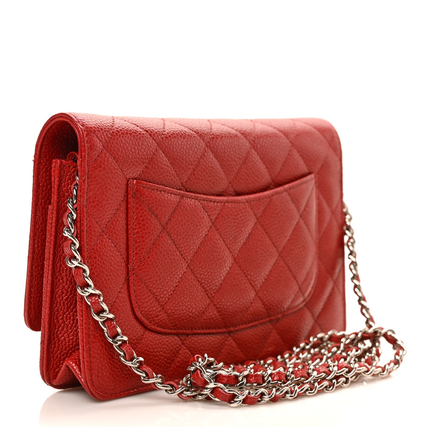 Caviar Quilted Wallet on Chain WOC Red