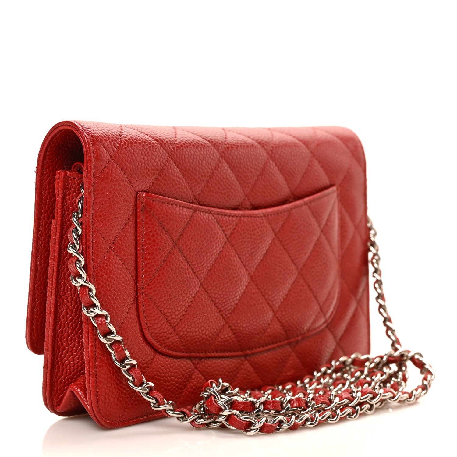 Chanel Caviar Quilted Wallet on Chain WOC Red 3 of 9
