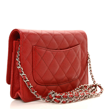 Chanel Caviar Quilted Wallet on Chain WOC Red 3 of 9