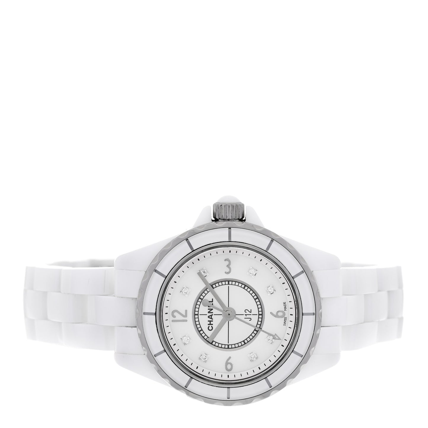 Stainless Steel Ceramic Diamond Mother of Pearl 29mm J12 Quartz Watch White