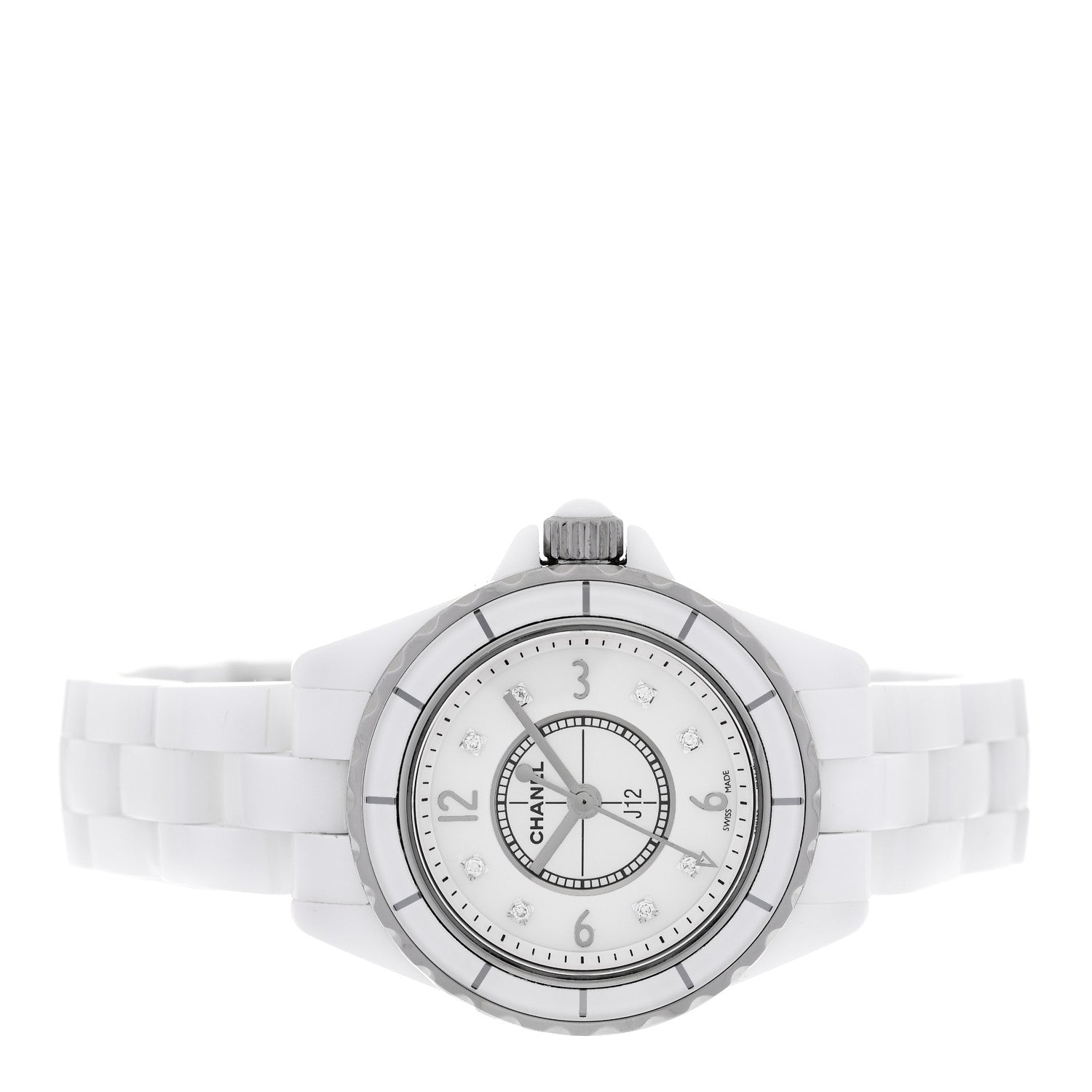 Chanel Stainless Steel Ceramic Diamond Mother of Pearl 29mm J12 Quartz Watch White 2 of 4