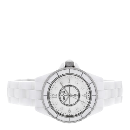Chanel Stainless Steel Ceramic Diamond Mother of Pearl 29mm J12 Quartz Watch White 2 of 4