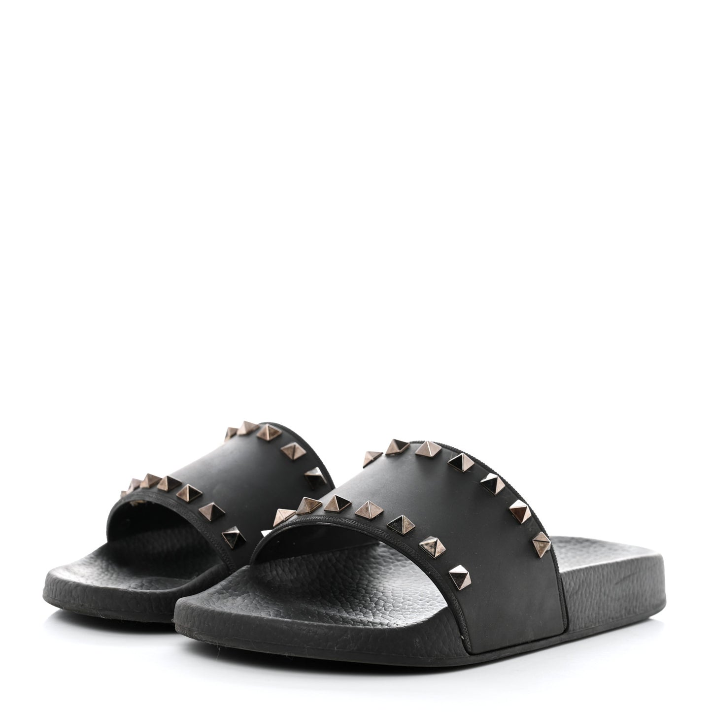 Rubber Rockstud Slide Sandals 37 Black