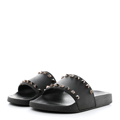 Valentino Garavani Rubber Rockstud Slide Sandals 37 Black 3 of 8