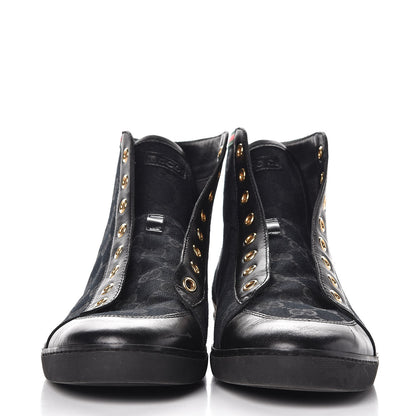 Gucci GG Monogram Barcelona Web High Top Sneakers 39 Black 2 of 12