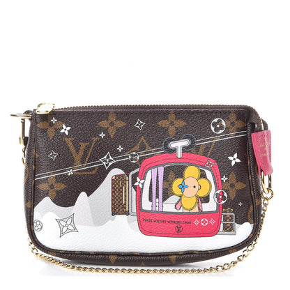 Louis Vuitton Monogram 2019 Christmas Animation Mini Courchevel Pochette Accessories Fuchsia 1 of 7