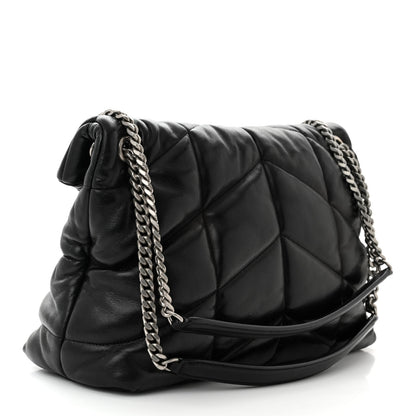 Saint Laurent Lambskin Quilted Medium Loulou Puffer Monogram Chain Satchel Black 3 of 10