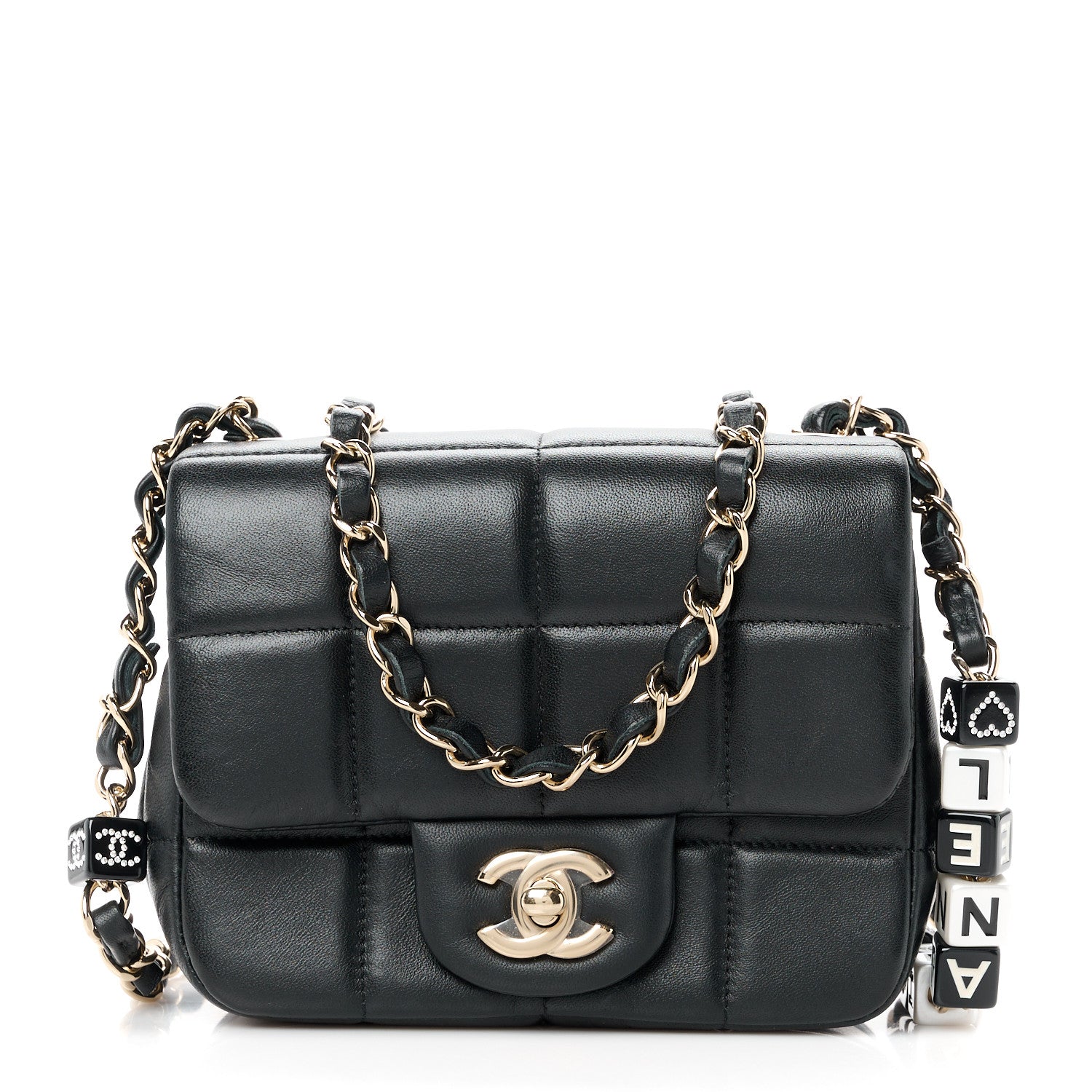 Chanel Lambskin Resin Crystal Square Quilted Mini Monacoco Flap Black 1 of 12