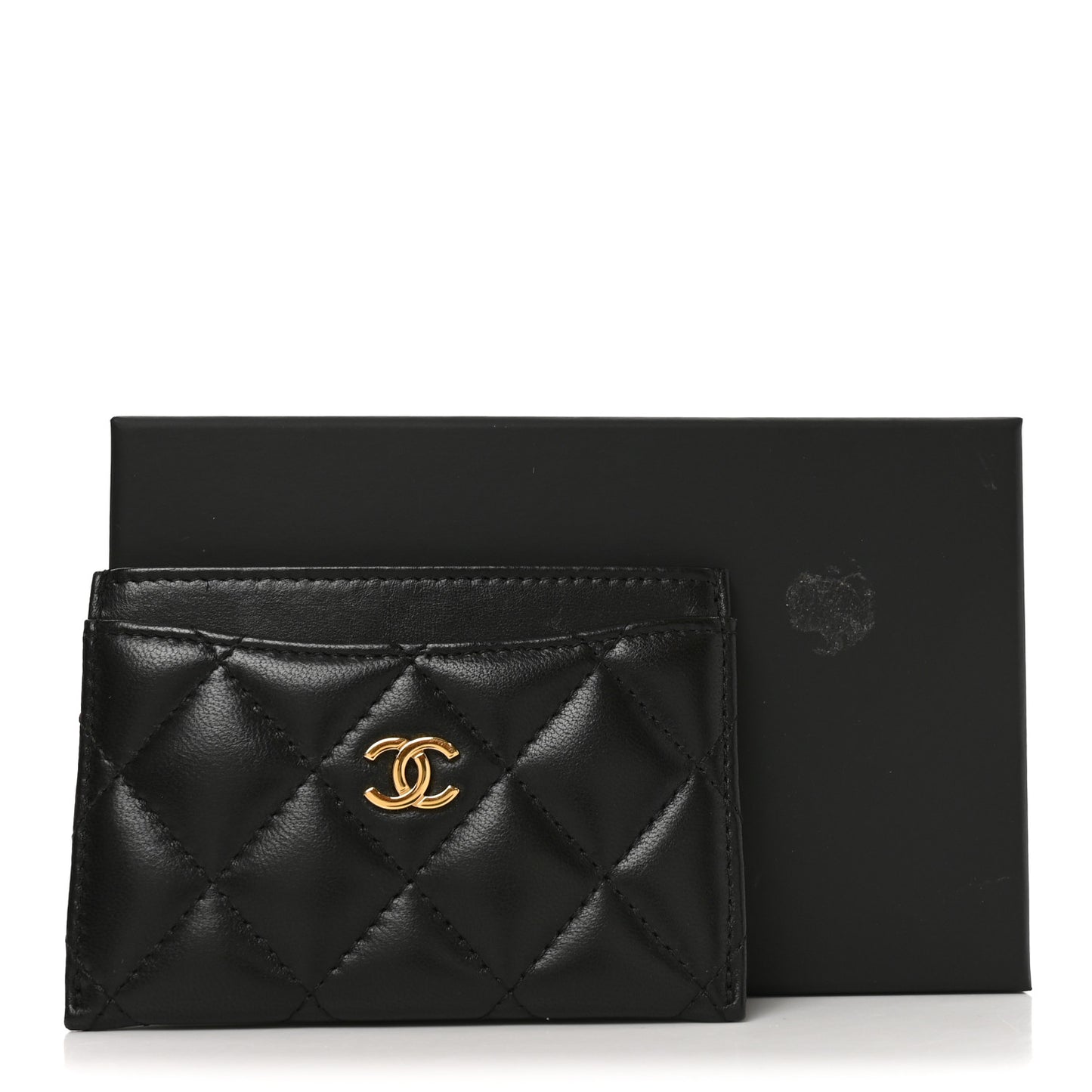 Lambskin Quilted Card Holder Black