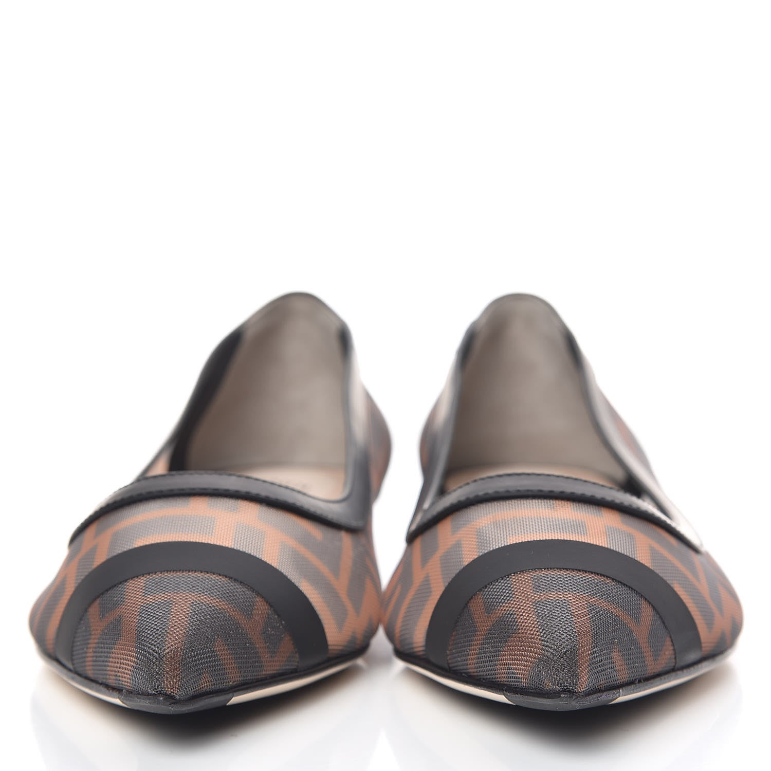 Fendi Mesh FF Skimmer Ballerina Flats 40 Tobacco Moro Black 2 of 7