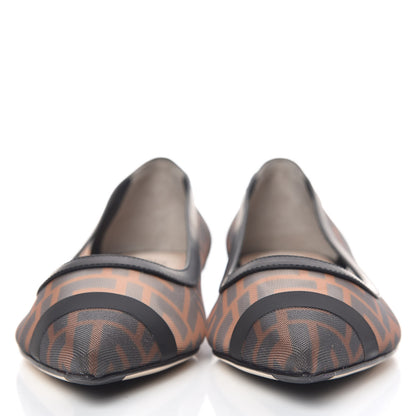 Fendi Mesh FF Skimmer Ballerina Flats 40 Tobacco Moro Black 2 of 7