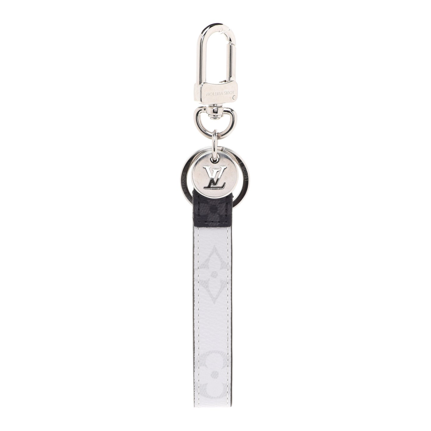 Monogram Eclipse White Slim Dragonne Bag Charm Key Holder