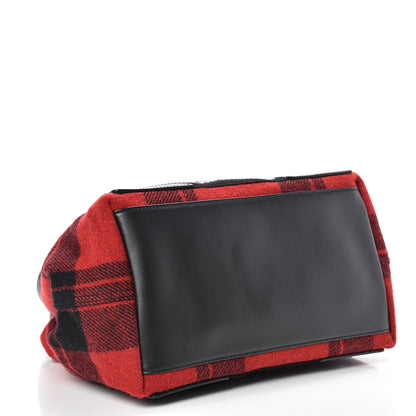Balenciaga Wool Plaid S Navy Cabas Black Red 4 of 10