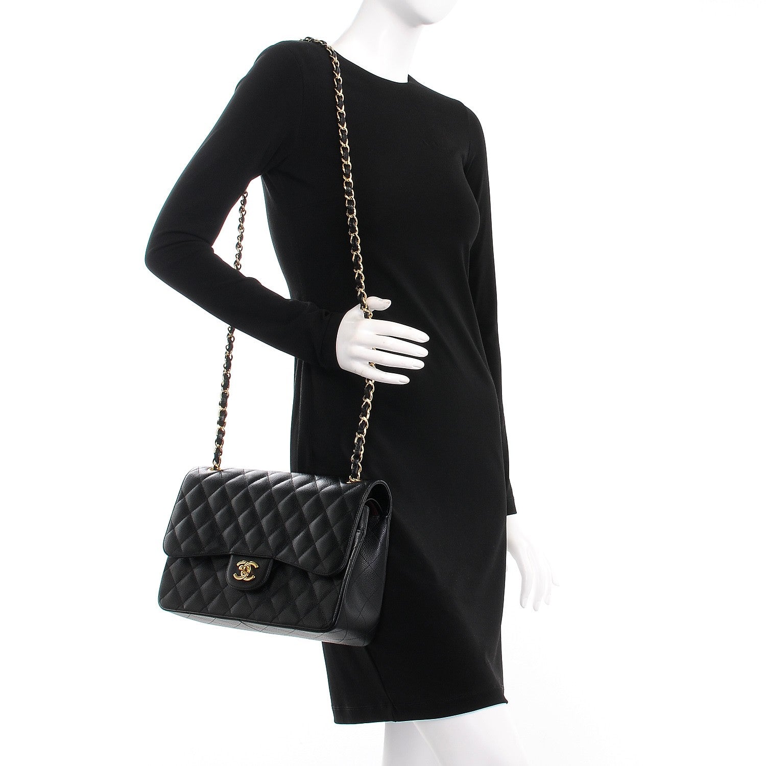 Chanel Caviar Quilted Jumbo Double Flap Black 2 of 9