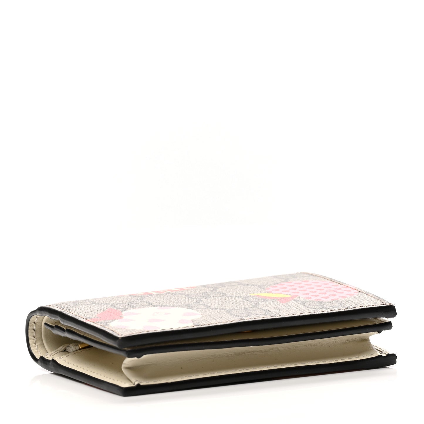 GG Supreme Monogram Les Pommes Card Case Wallet Beige Multicolor Mystic White