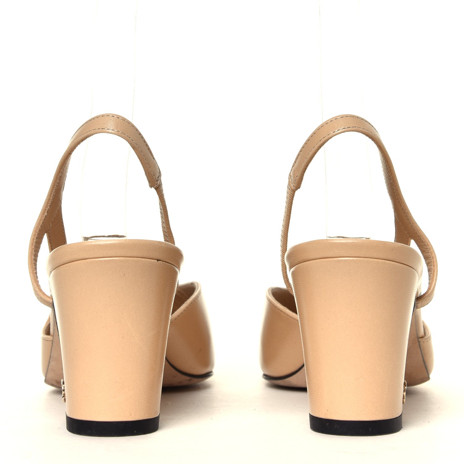 Chanel Goatskin Grosgrain Cap Toe CC Slingback Pumps 36 Beige Black 5 of 7