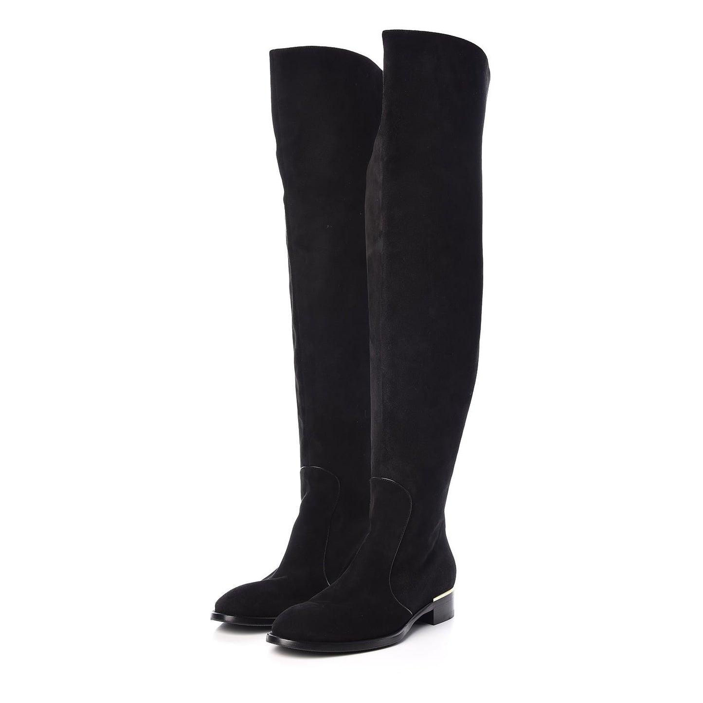 Suede Skyline Thigh High Flat Boots 39 Black