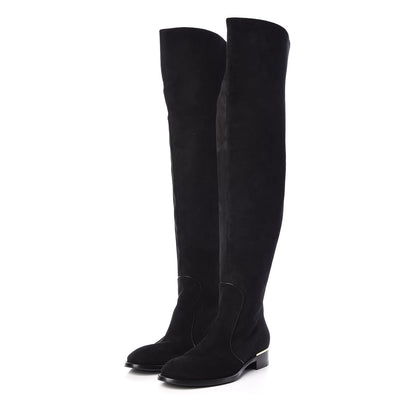 Louis Vuitton Suede Skyline Thigh High Flat Boots 39 Black 3 of 7