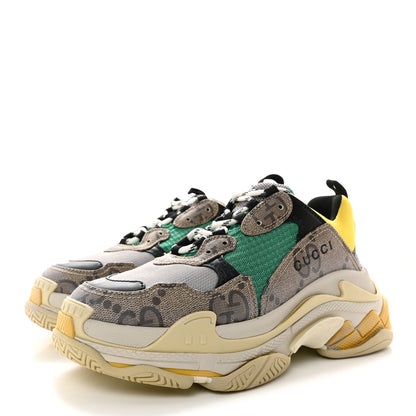 Balenciaga X GUCCI Maxi GG Supreme Monogram Mens Triple S Sneakers 40 Beige Ebony Black Green 3 of 9
