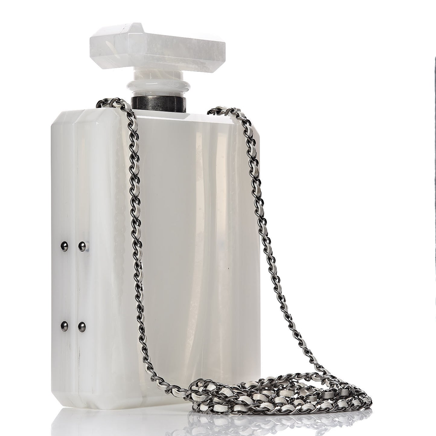 Marbled Plexiglass Buonasera Perfume Bottle Clutch White