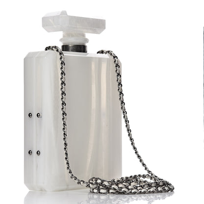 Chanel Marbled Plexiglass Buonasera Perfume Bottle Clutch White 3 of 10