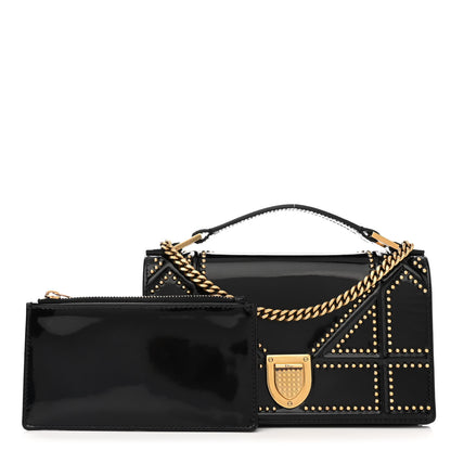 Christian Dior Patent Studded Diorama Flap Bag Black 1 of 14