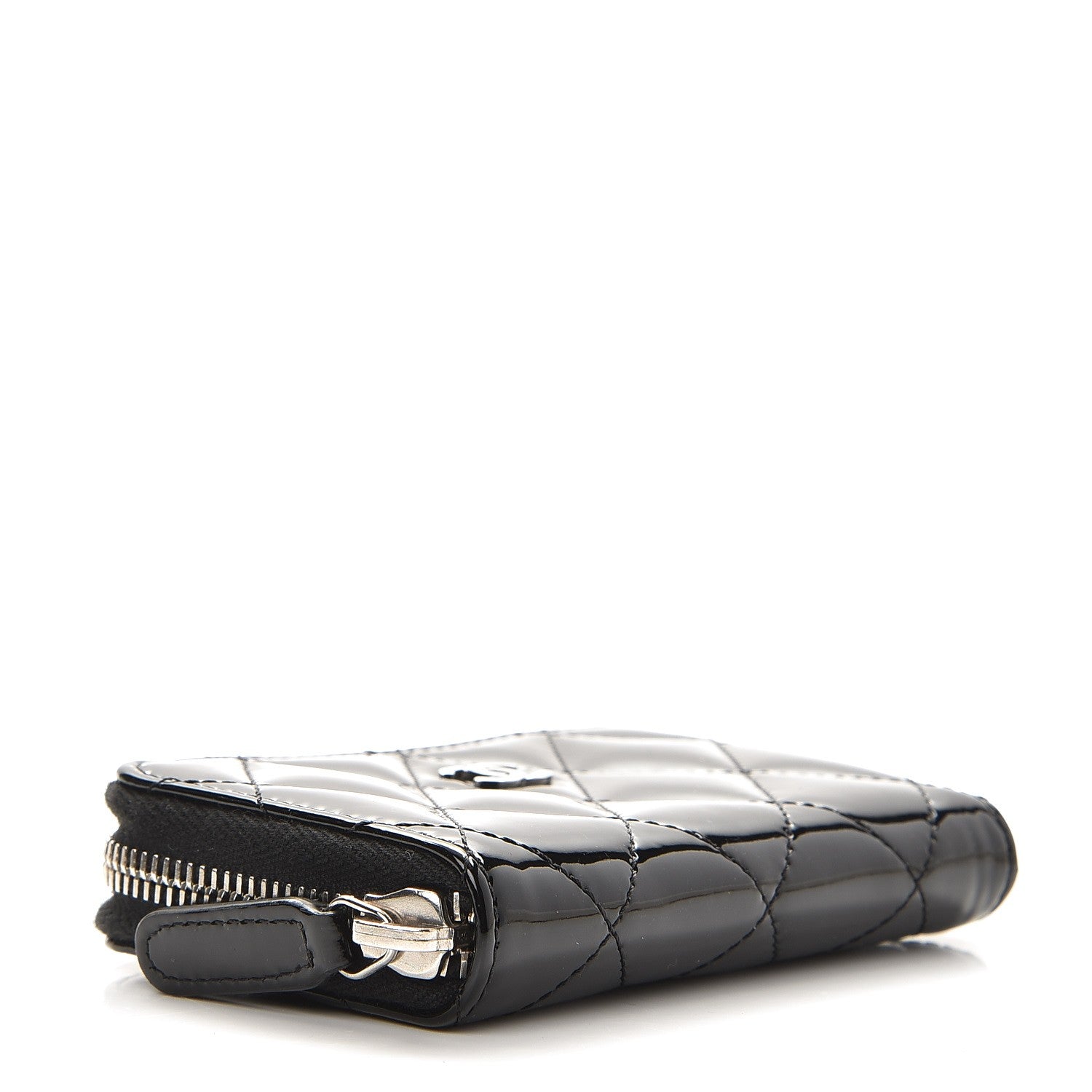 Chanel Patent Calfskin Quilted Zip Coin Purse Black 4 of 8