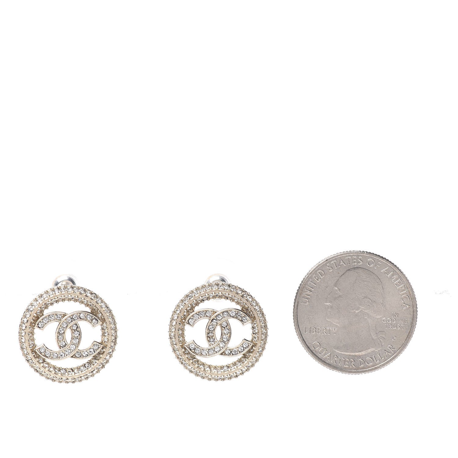 Chanel Crystal CC Vendome Round Earrings Gold 2 of 5