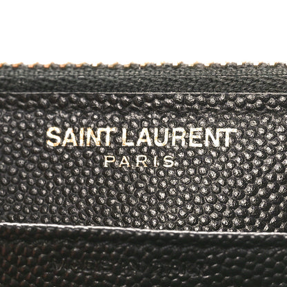 Saint Laurent Grain De Poudre Matelasse Chevron Monogram Double Zip Wallet Black 6 of 10