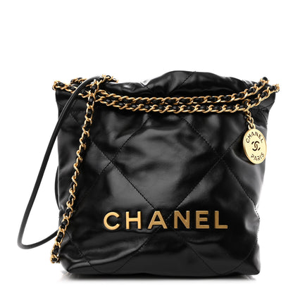 Chanel Shiny Calfskin Quilted Mini Chanel 22 Black 1 of 9