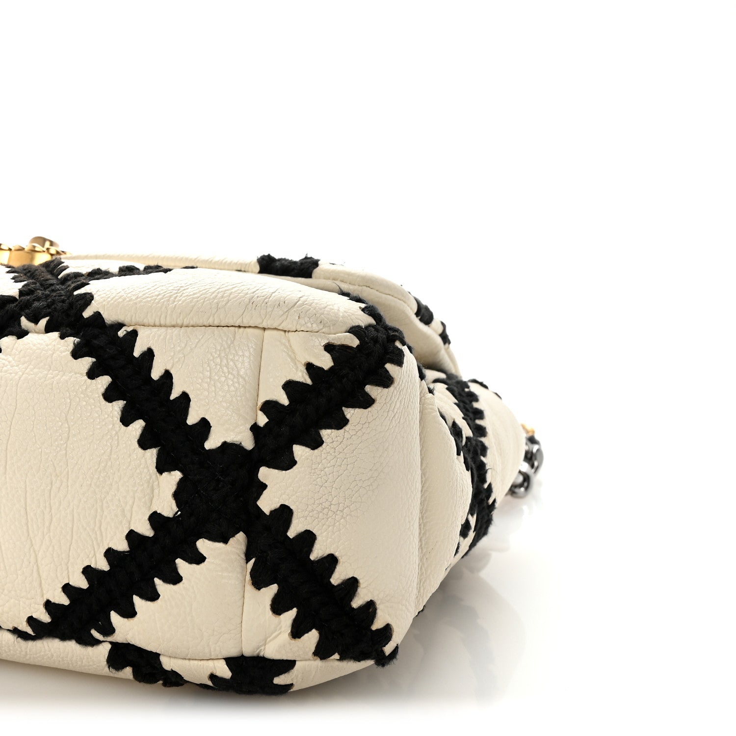 Chanel Calfskin Crochet Large Chanel 19 Flap White Black 10 of 11
