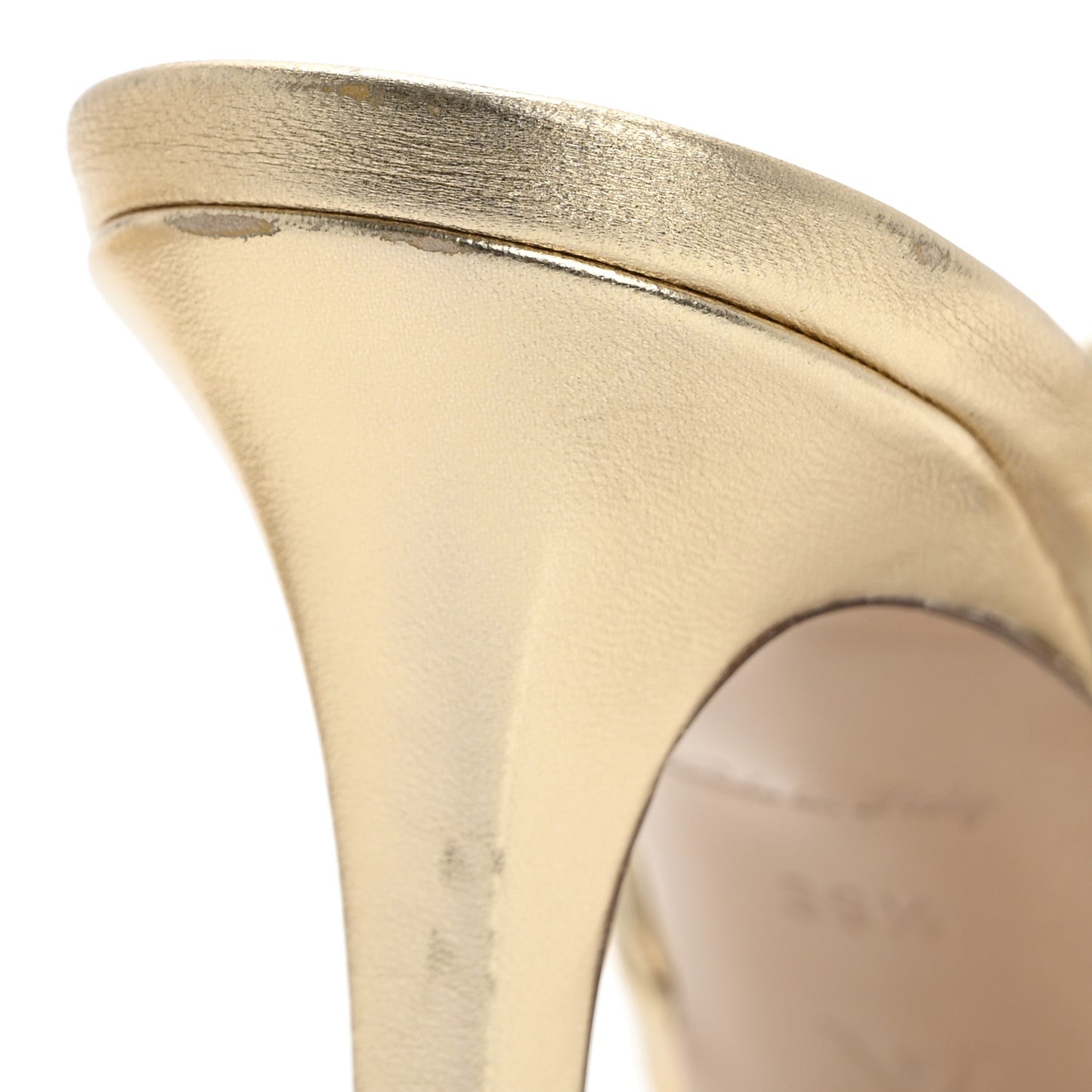 Metallic Lambskin Embossed Monogram Revival High Heel Mules 39.5  Gold