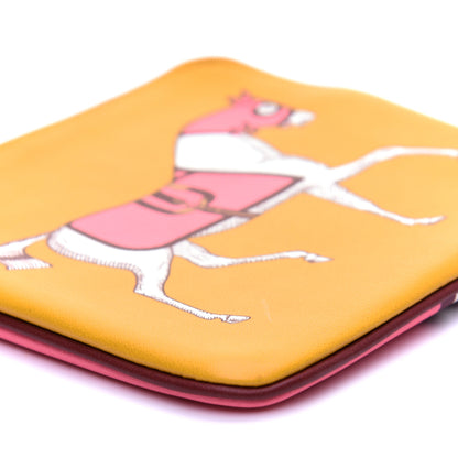 Hermes Swift Couverture Nouvelle Carre Pocket Pouch Jaune Ambre Rose D'Ete 6 of 9